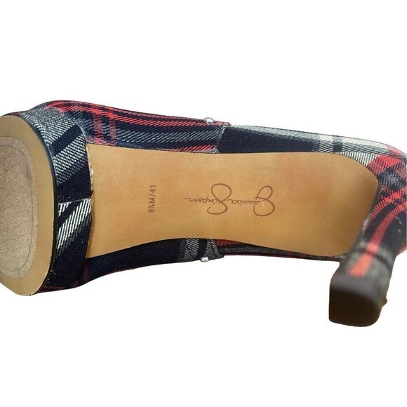 Jessica Simpson Womens Multicolor Plaid Villa Pointed Toe Heeled Bootie Size 9.5 - Picture 6 of 9